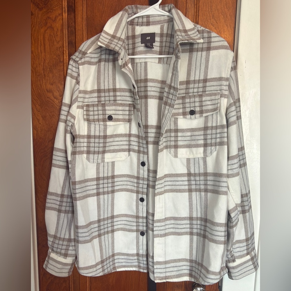 H&M Brown and Cream Plaid Shirt